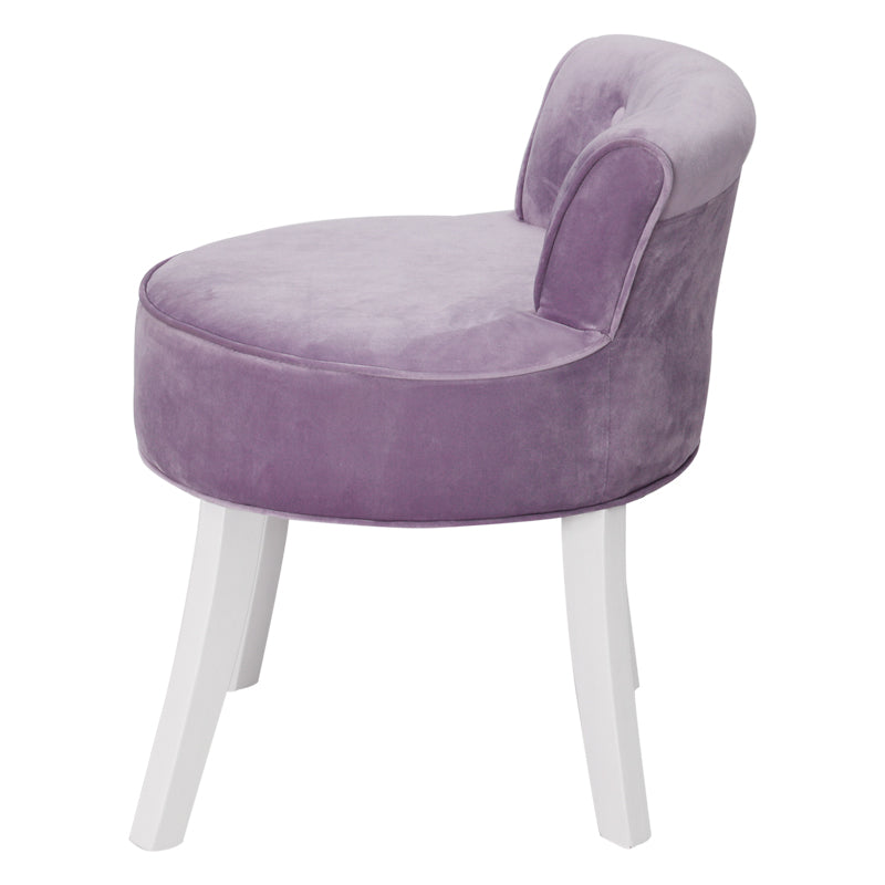 Livingandhome Upholstered Velvet Vanity Dressing Table Stool with Low Backrest