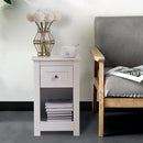 Livingandhome Modern White Side Table with Storage