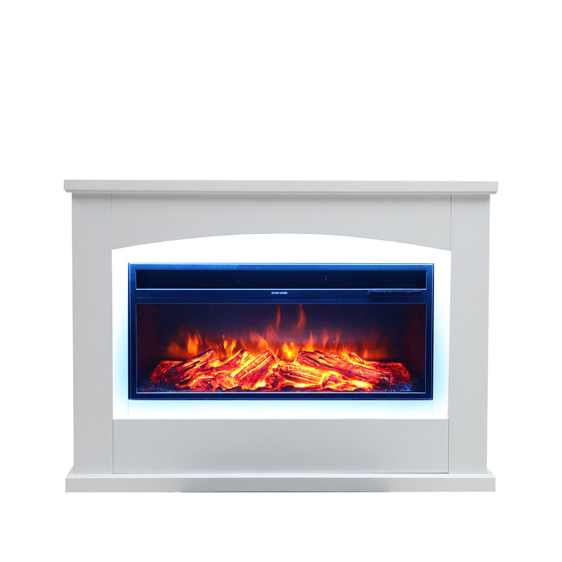 34inch Electric Fireplace with White Wooden Mantel