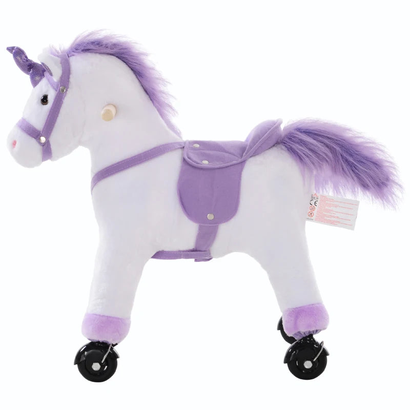 HOMCOM Children's  Ride on Unicorn - Purple and White