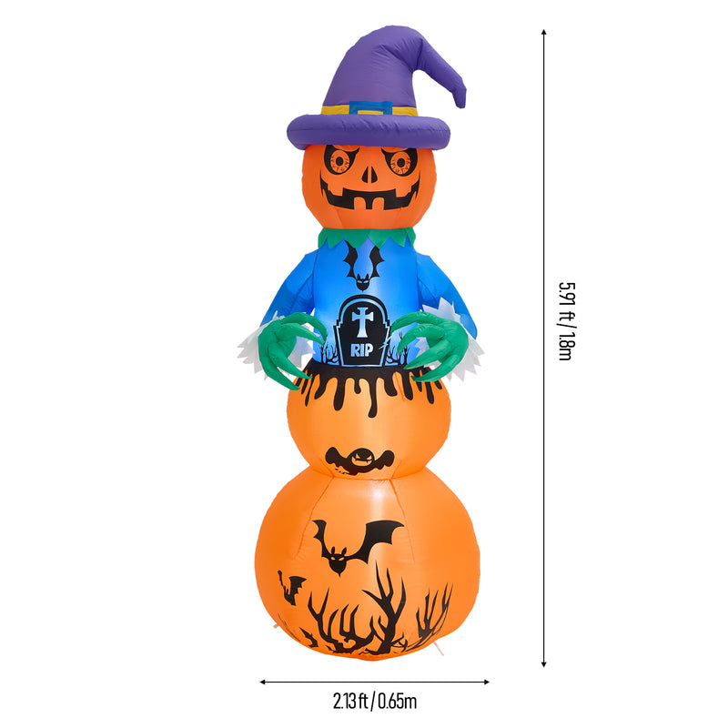 Lifeideas 6ft Halloween Inflatable Stacked Pumpkin and Ghost Decoration