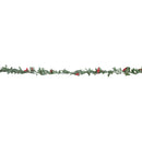 1.90m Festive Garland with Green Seasonal Leaves and Red Berries