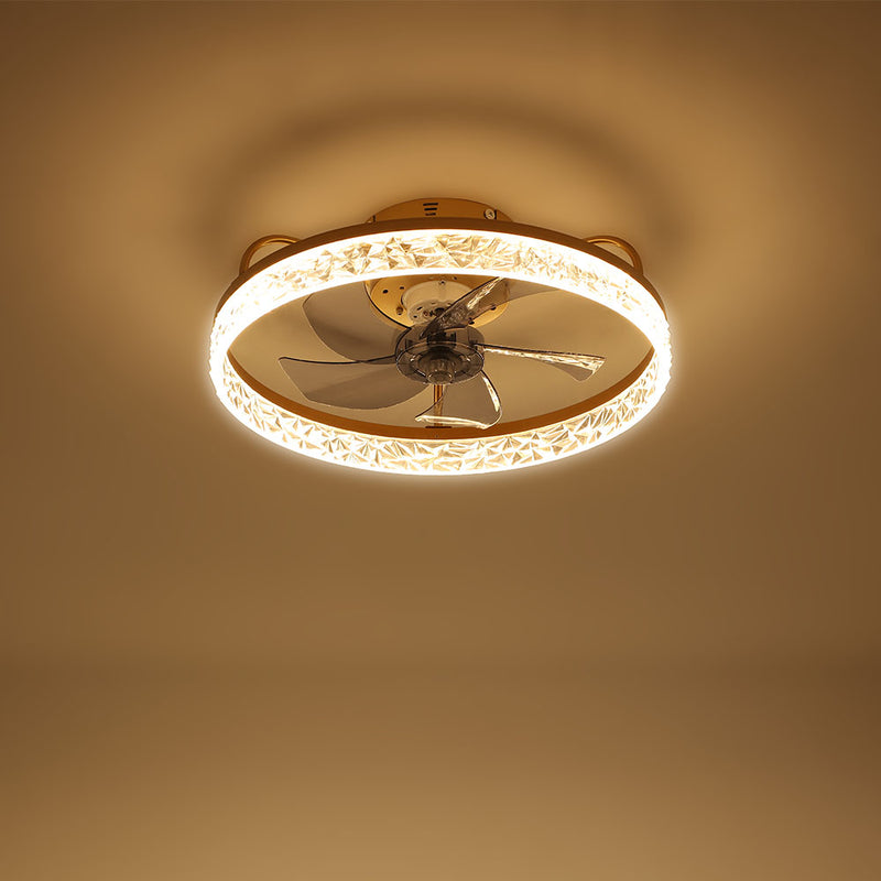 Cottonfy UK Round Ceiling Fan Light with Crystal Shade