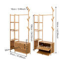 Livingandhome 81cm Multi-functional Wooden Coat Rack with Storage Drawers