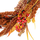 Lighted Artificial Sorghum Fall Wreath