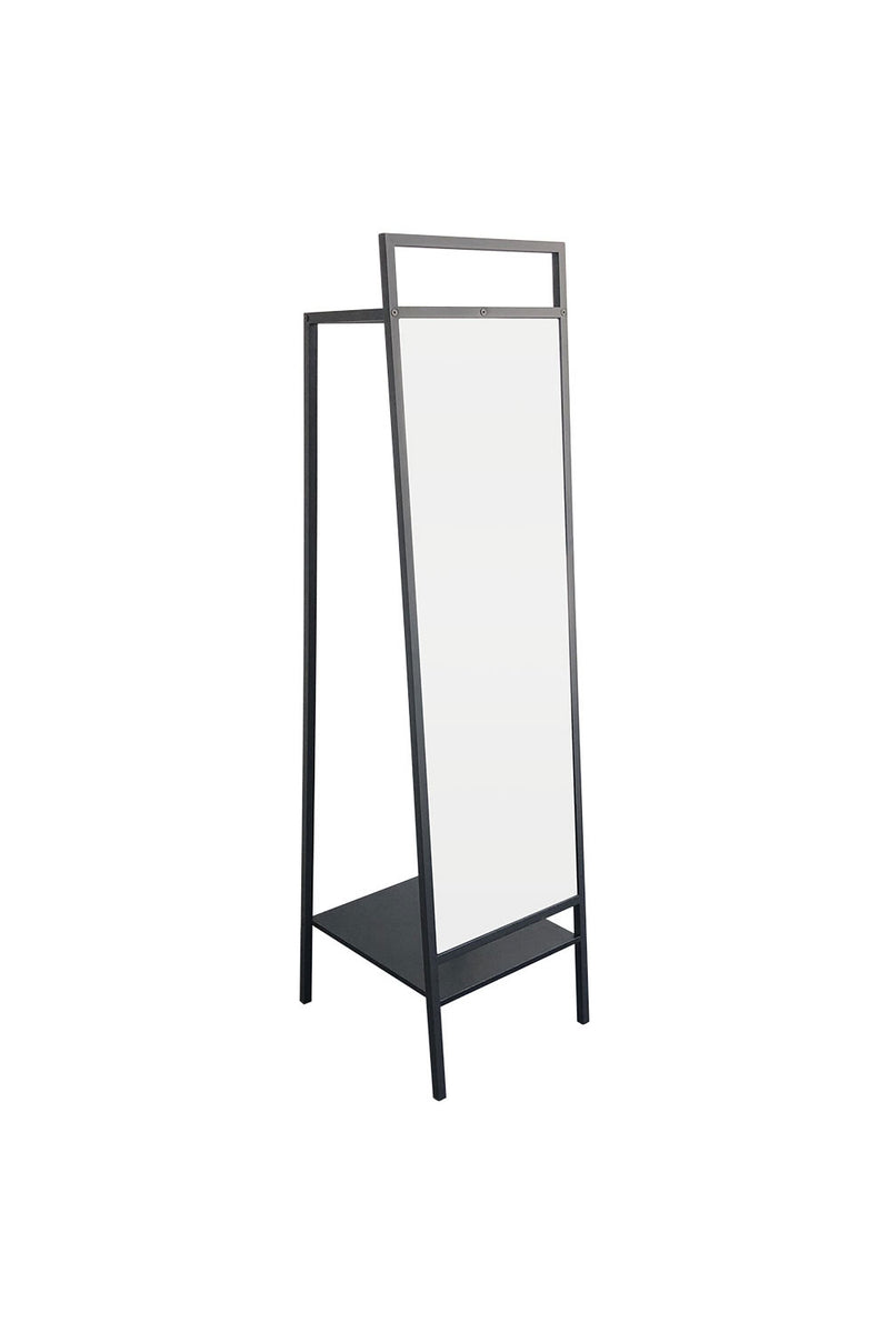 Livingandhome Metal Floor Mirror with Coat Rack Black