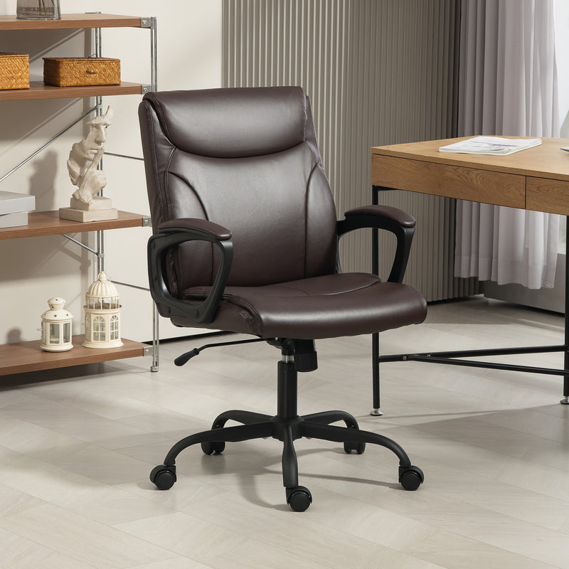 HOMCOM Faux Leather Desk Chair with Tilt Function for Home Office