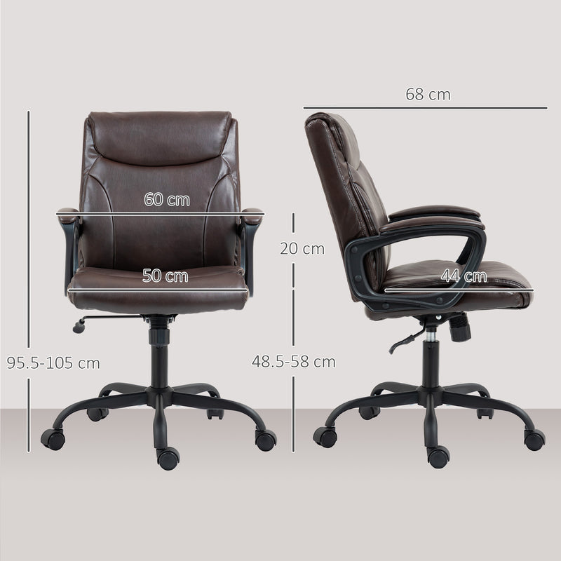 HOMCOM Faux Leather Desk Chair with Tilt Function for Home Office