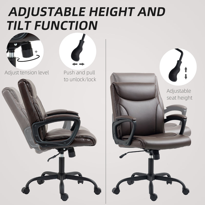 HOMCOM Faux Leather Desk Chair with Tilt Function for Home Office