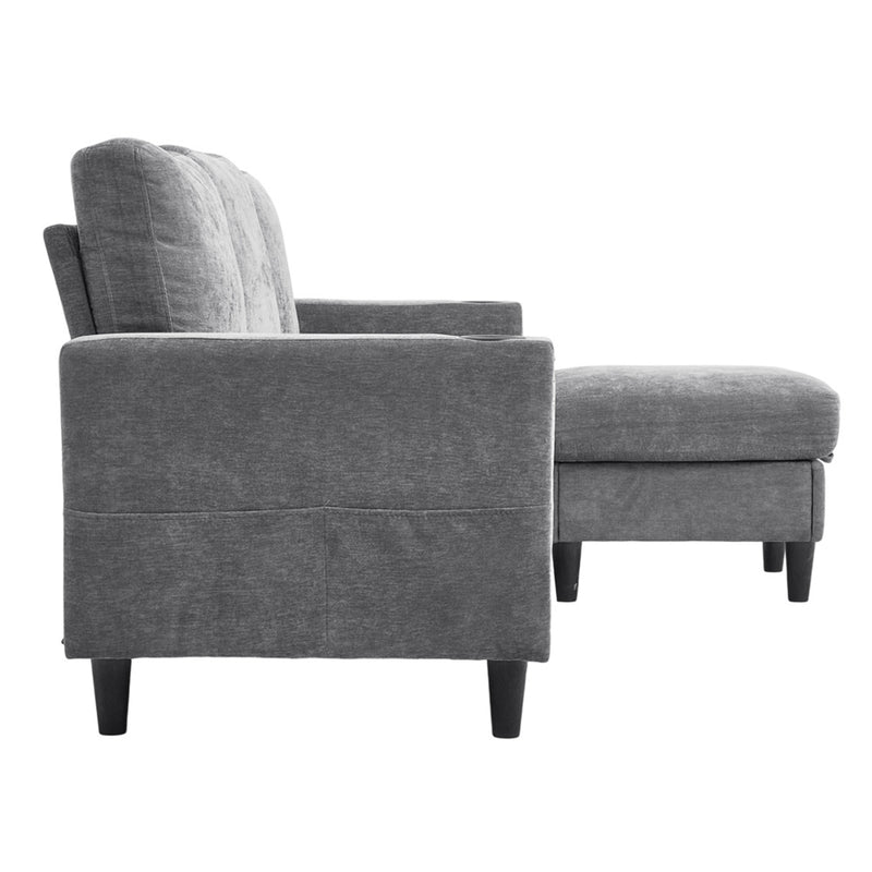 Livingandhome Modern Polyester Sofa with Footrest