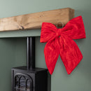 44cm Red Luxurious Velvet Hanging Christmas Bow Decoration