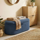 HOMCOM Storage Ottoman, Corduroy Ottoman Storage Box With Padded Seat, Blue