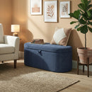 HOMCOM Storage Ottoman, Corduroy Ottoman Storage Box With Padded Seat, Blue