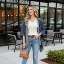 Oversized Shawl Wrap - Navy Blue Floral