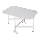 Livingandhome White Folding Dining Table with Wheels