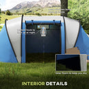 Outsunny 2 Bedroom Camping Tent with Living Area, 3000mm Waterproof, Blue