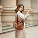 Modishion PU Leather Shoulder Bag Handbag Tote with Zipper Pouch