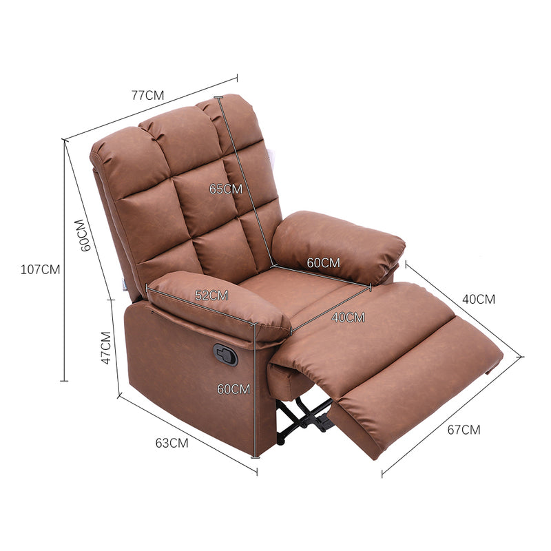 Livingandhome Upholstered Faux Leather Recliner Chair