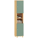 HOMCOM Tall Bathroom Cabinet with Adjustable Shelves and Open Shelves, Green