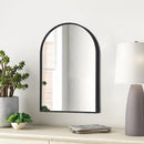 Livingandhome Arched Wall Mirror in Black Aluminum Alloy Frame
