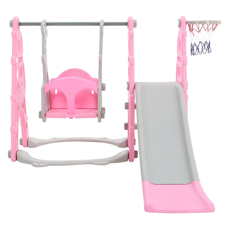 Livingandhome Kids Toddler Swing And Slide Set With Basketball Hoop