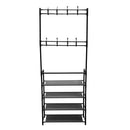 Livingandhome Entryway 4 Tier Shoe Rack with Coat Hanger