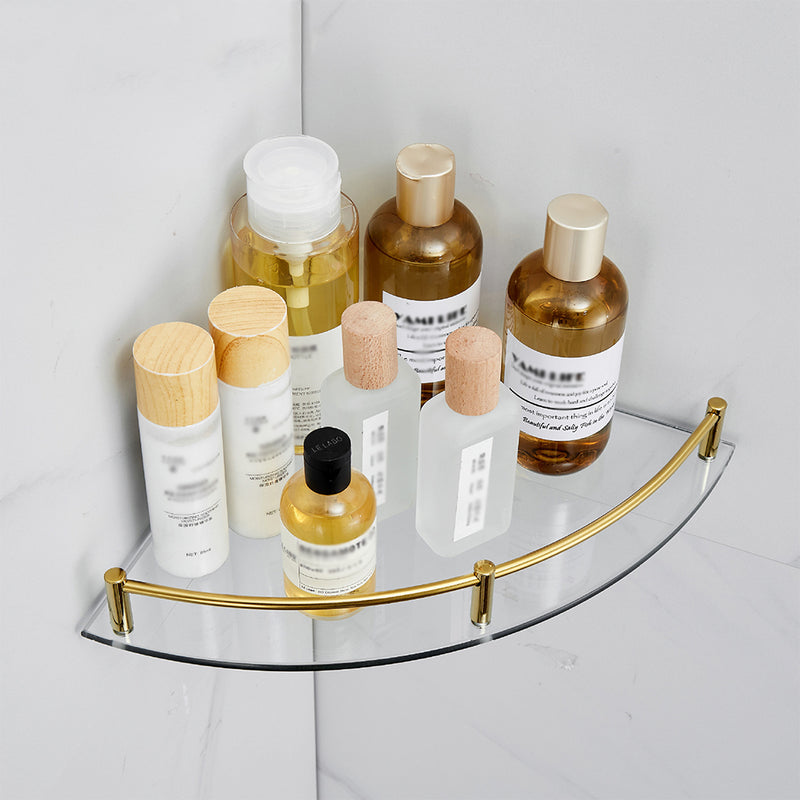 Lifeideas Gold Glass Bathroom Shelf for Corners