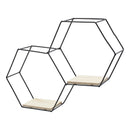 Livingandhome Modern Hexagon Wall Shelf with Iron Frame