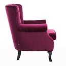 Livingandhome Velvet Upholstered Wing Back Chair