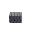Livingandhome Square Velvet Footstool with Buttons
