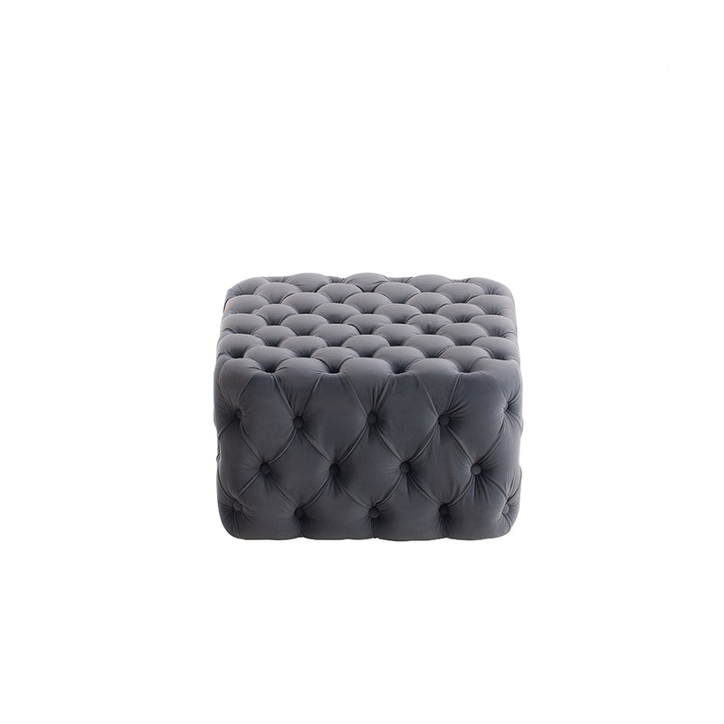 Livingandhome Square Velvet Footstool with Buttons