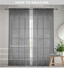 Sheer Black Plain Woven Voile Slot Top Curtain Panel Pair