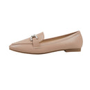 PU Leather Closed Toe Loafers - Nude