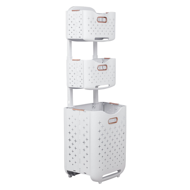 Lifeideas 3-Tier Foldable Laundry Baskets with Casters