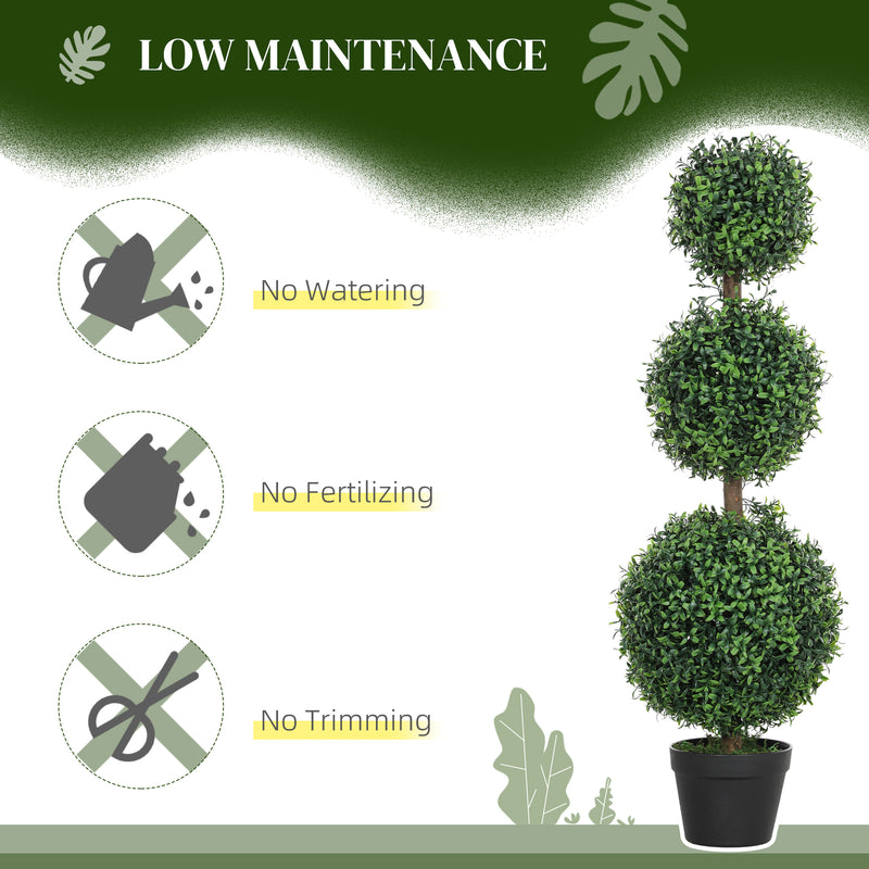 HOMCOM Set of 2 Decorative Artificial Plants Boxwood Trees in Pot, Green