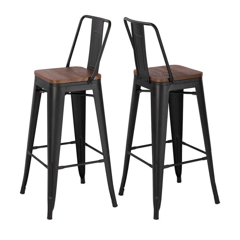 Livingandhome 2 Pack Industrial Bistro Bar Stool with Footrest