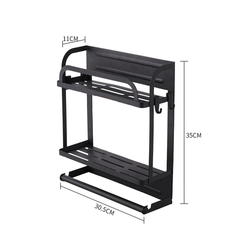 Lifeideas 2-Tier Magnetic Fridge Organizer with Paper Towel Holder