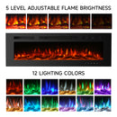 Recessed/Wall Mounted Electric Fireplace Adjustable Flame with Remote