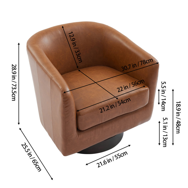 Livingandhome Brown Modern Swivel Single Armchair