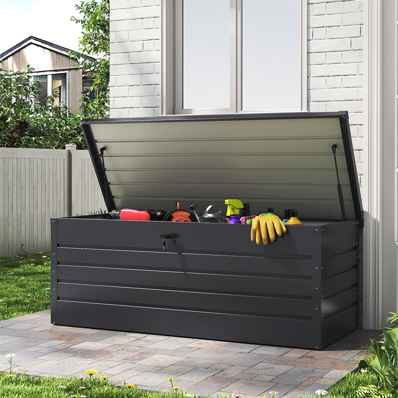 Livingandhome 600L Metal Outdoor Garden Storage Box Lockable