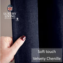 Velvet Chenille Thermal Fleece Lined Single Pencil Pleat Taped Top Door Curtain