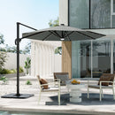 Garden Sanctuary Round Cantilever Parasol with Solar Light and HDPE Parasol Base
