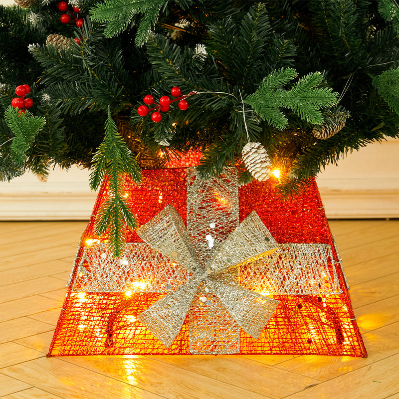 Lifeideas Square Christmas Tree Collar with Bow Tie Decoration