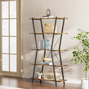 Livingandhome Rustic Industrial Metal and Wood Bookshelf