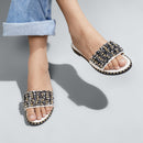 Anti-Slip Slide Sandals With Rhinestone-Embellished Foot Straps