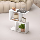 HOMCOM Side Table, Narrow End Table with Storage Shelves, White