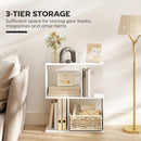 HOMCOM Side Table, Narrow End Table with Storage Shelves, White