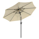 Garden Sanctuary Large Solar Powered LED Patio Umbrella for Outdoor Garden Patio without Base