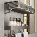 Lifeideas 2-Tier Bathroom Wall Shelf with Towel Bar and Hooks