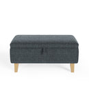 Livingandhome Dark Grey Linen 2-in-1 Storage Ottoman